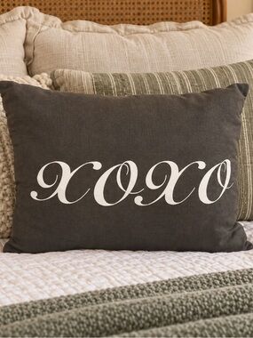 Vintage Borgata XOXO Accent Throw Pillow Brown White Love Romance Bedroom